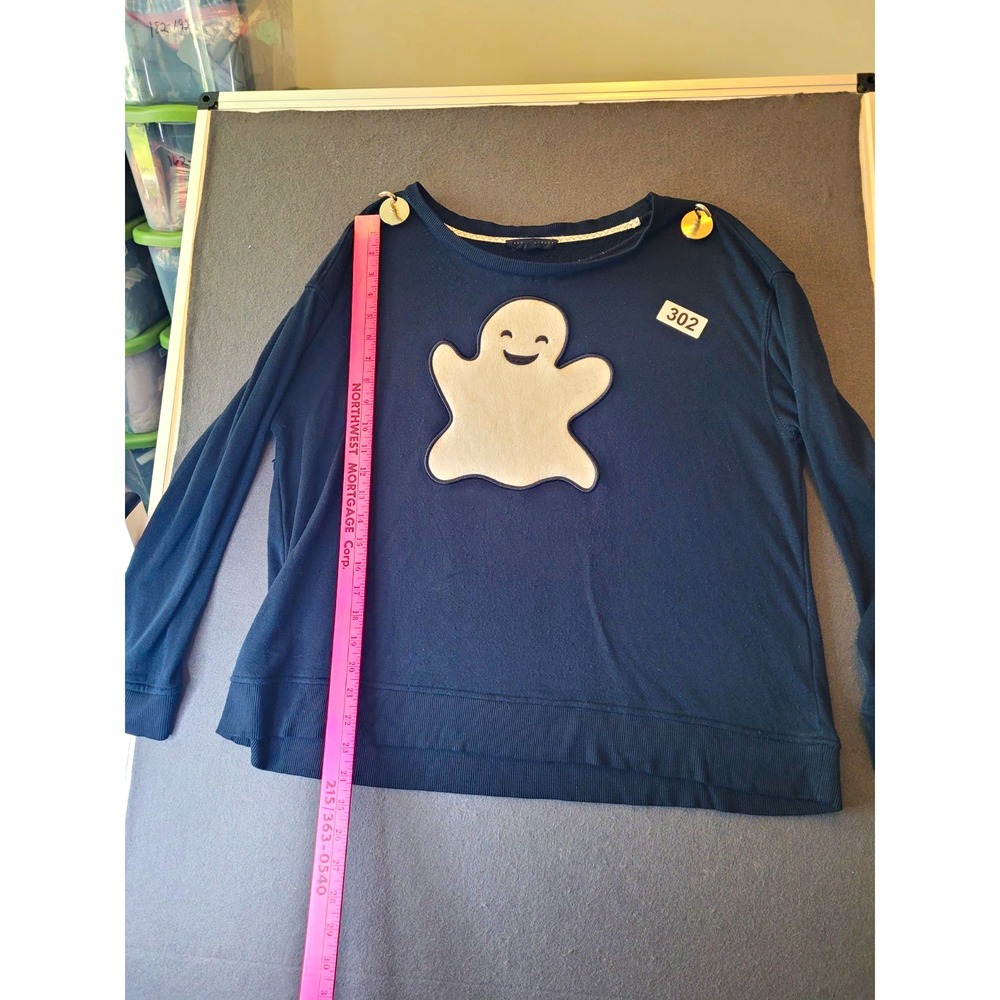Jane Delancey Women's L Ghost Appliqué Crew Neck Fleece Sweatshirt LS Halloween